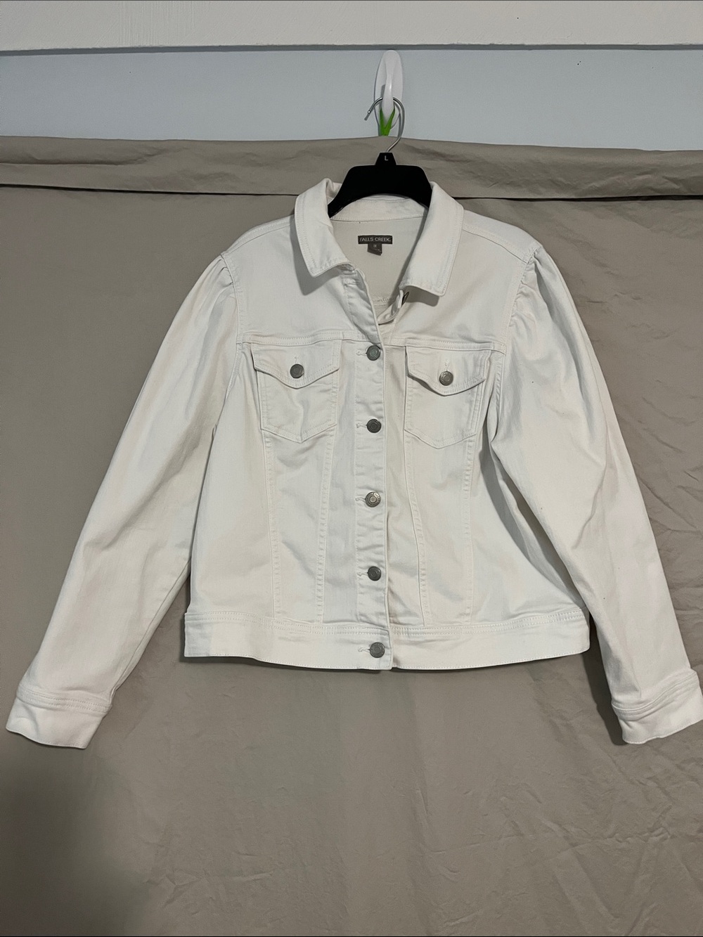 Falls Creek White Denim Jacket with Button Front